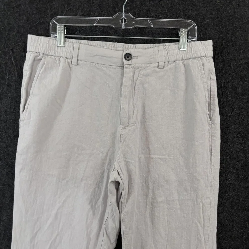 Banana Republic Mason Athletic Tapered Pants Men's 34x30 Gray Linen Chino